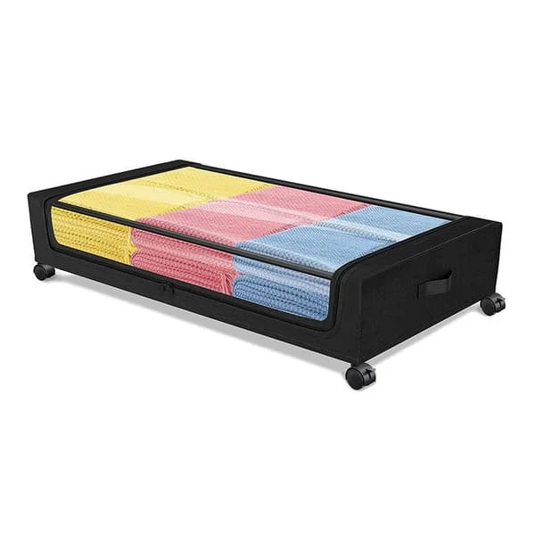 1 pc Under Bed Storage Bins with Wheels, Large Capacity Fabric Organizer with Clear Lid & Handles, Multi-Compartment Design for Organization black black YO-ycd-0620-1 1 pc Under Bed Storage Bins with Wheels, Large Capacity Fabric Organizer with Clear Lid & Handles, Multi-Compartment Design for Organization black black YO-ycd-0620-1