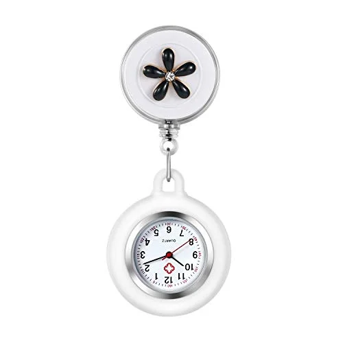 Avaner syster klocka analog kvartsurverk, infällbar tätningsklocka med klämma, FOB i strass blommor dekoration av silikon, present för kvinnor sjuksköterska läkare veterinärer AN019 16 6954847795596