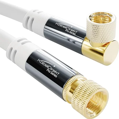 KabelDirekt SAT Antennkabel HDTV & Satellitkabel 2 m Digital Koaxialkabel, ljudvideokabel/satellitkabel 1 x 90 vinklad (vit, koax F stift till stift, satellit tv, kabelmodem, HDTV, DVB S) 4260538854827