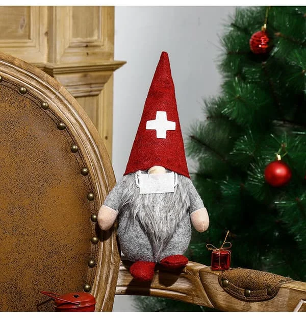 1 Röd hatt vit mask juldekoration leveranser läkare sjuksköterska FN0038538 1 Röd hatt vit mask juldekoration leveranser läkare sjuksköterska FN0038538