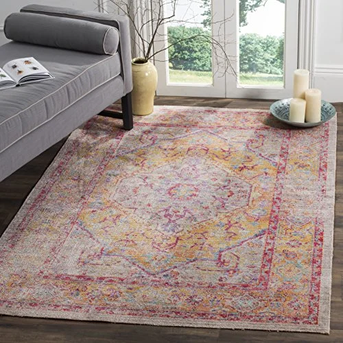 Rektangulär bohemisk chic vävd inomhatta, Windsor kollektion, WDS307, i grå/guld, 122 x 183 cm för vardagsrum, sovrum eller något annat inomhusutrymme av SAFAVIEH. 889048354524